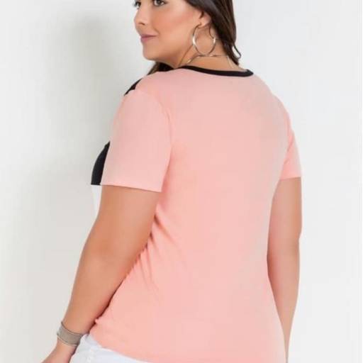 Blusa Rosa Tricolor Plus size por Juliana Melo - Moda Feminina Plus size e Moda Pet