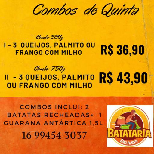 Comprar o produto de Combos de Quinta em Alimentos pela empresa Batataria Delivery em São Carlos, SP por Solutudo