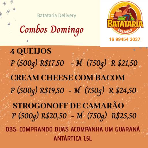 Comprar o produto de Combos de Domingo em Alimentos pela empresa Batataria Delivery em São Carlos, SP por Solutudo