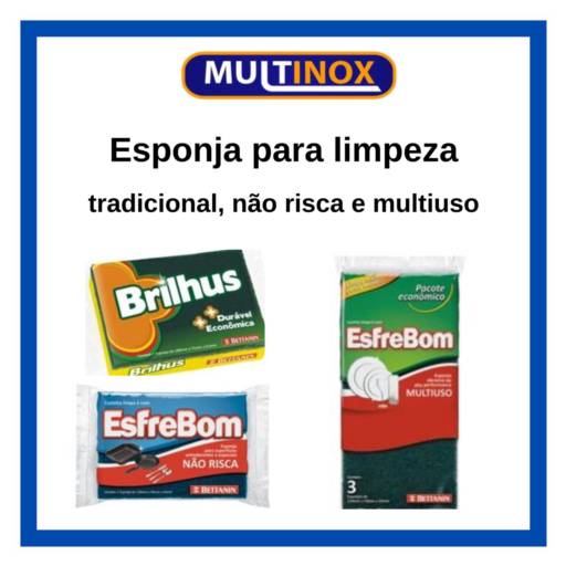 Esponja Tradicional para limpeza, não risca e multiuso por Multinox Utilidades Do Lar E Comercio Ltda