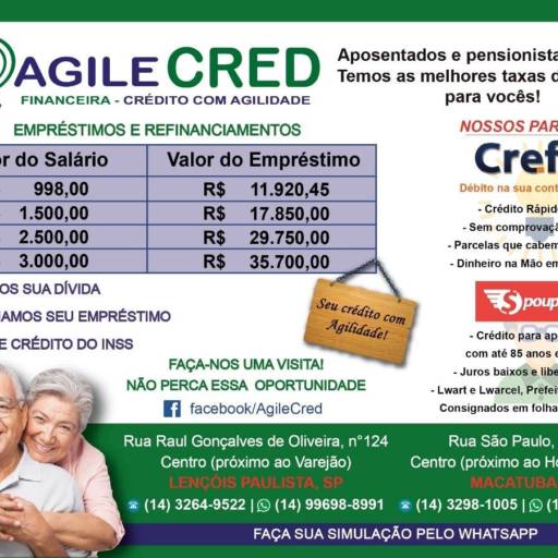 Comprar o produto de Empréstimos e Refinanciamentos em Nossos Planos pela empresa AgileCred em Lençóis Paulista, SP por Solutudo