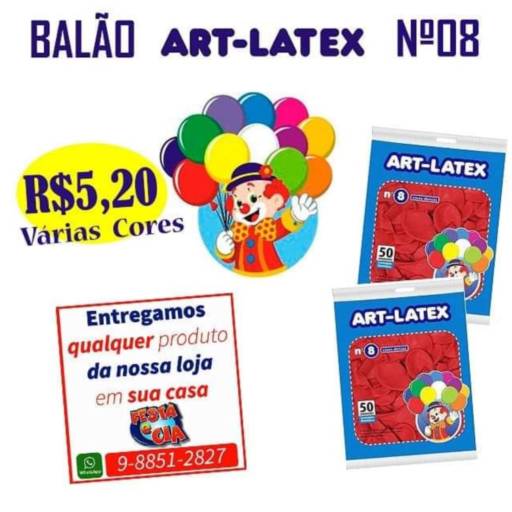 Comprar o produto de PROMOÇÃO Balão ART-LATEX Nº08 em Ofertas: Produtos pela empresa Festa e Cia - Cristina Grupi em Leopoldina, MG por Solutudo