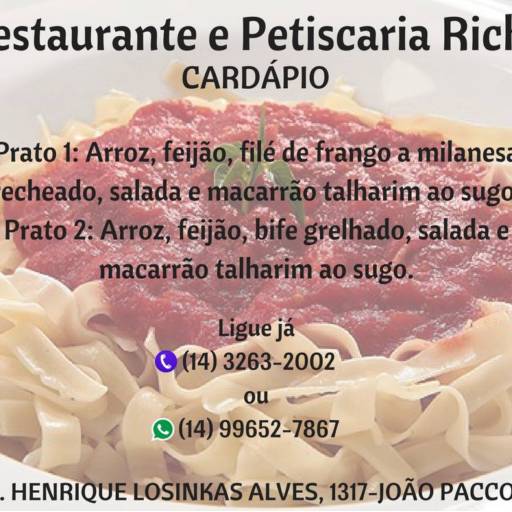 Comprar o produto de Macarrão em Alimentos e Bebidas pela empresa Restaurante Richô em Lençóis Paulista, SP por Solutudo