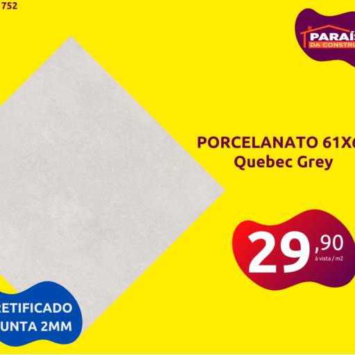 Porcelanato 61x61 - Quebec Grey por Paraíso da Construção - Ubirama