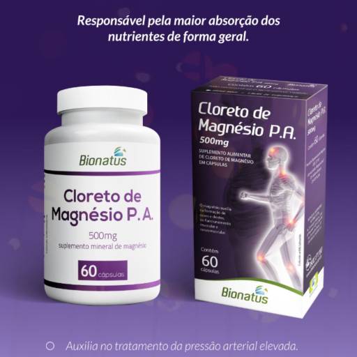 Cloreto de magnesio 500mg 60 cápsulas Bionatus em Atibaia, SP por Farmalu - Farmácia de Manipulação