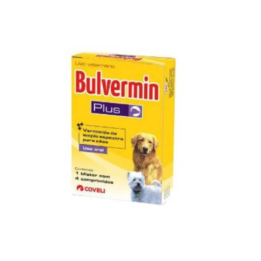 Comprar o produto de Vermífugo Bulvermin Plus 4 comprimidos em Farmácias Veterinárias pela empresa Almeida Agro Pet em Bauru, SP por Solutudo