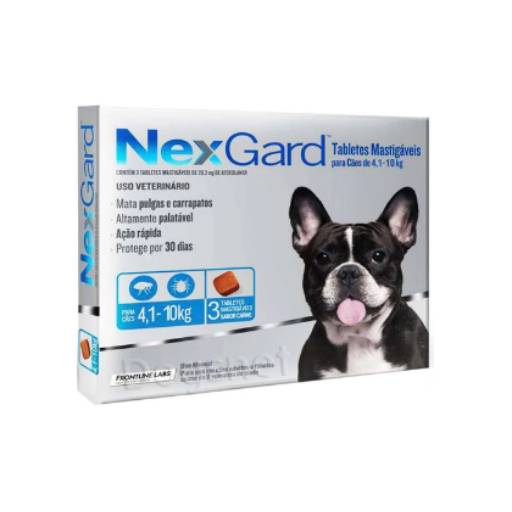 Comprar o produto de Nexgard Para Cães De 4,1 a 10 Kg - 3 Tabletes Mastigáveis em Farmácias Veterinárias pela empresa Almeida Agro Pet em Bauru, SP por Solutudo