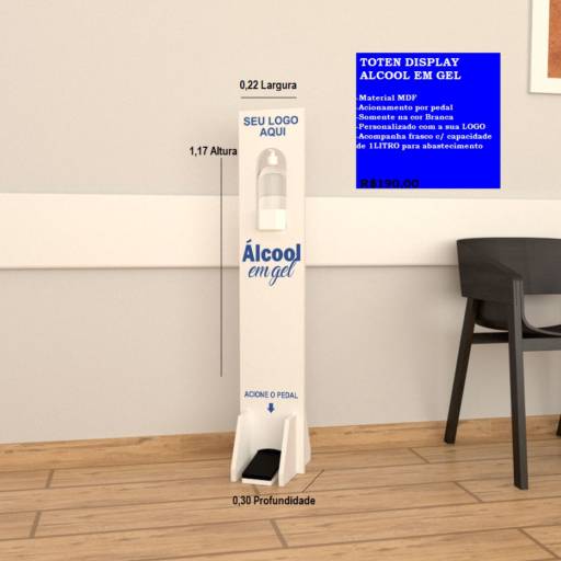 Totem Display Álcool em Gel por Look Limp - Totem Display Álcool em Gel