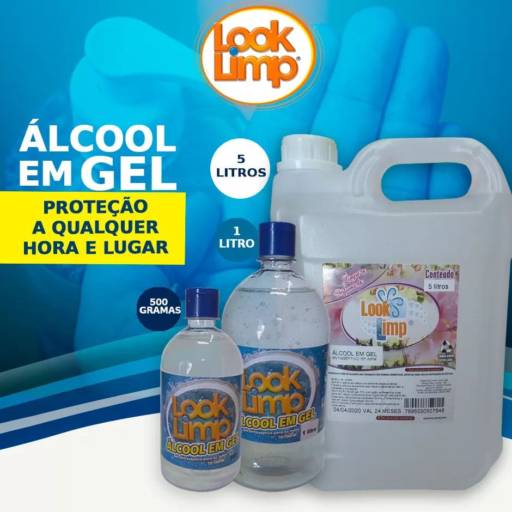 Álcool liquido e em gel por Look Limp - Totem Display Álcool em Gel