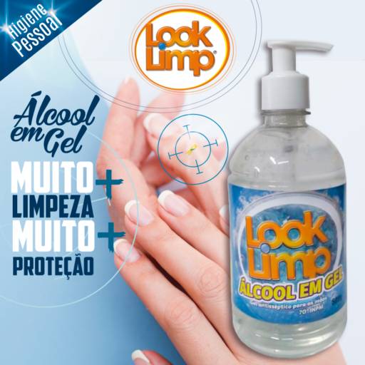 Álcool liquido e em gel por Look Limp - Totem Display Álcool em Gel