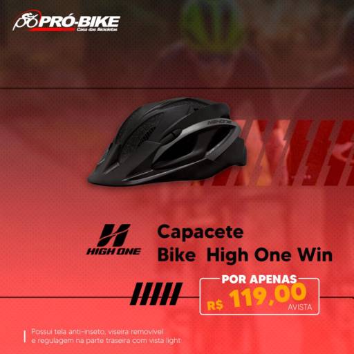 Capacete Bike High One Win Preto  por Pró Bike Casa das Bicicletas