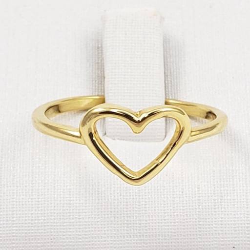 Anel Coração Liso Banhado à Ouro 18K por Angel Box Semijoias
