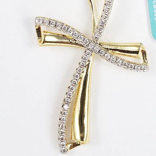 Pingente Cruz Cravejada Estilizada Banhado à Ouro 18K por Angel Box Semijoias