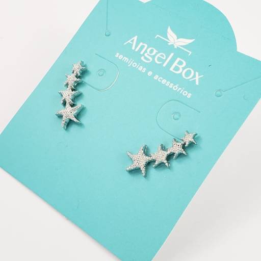 Brinco EarCuff Estrelas do Mar Banhado à Ródio por Angel Box Semijoias