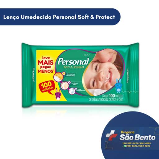 Lenço Umedecido Personal Soft & Protect por Drogaria São Bento