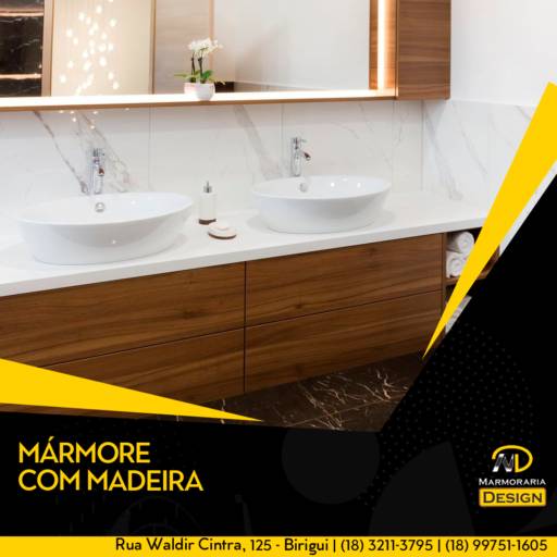 Comprar o produto de MÁRMORE COM MADEIRA em Banheiros pela empresa Marmoraria Design em Birigui, SP por Solutudo