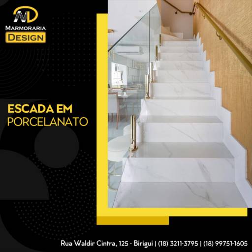 Comprar o produto de ESCADA EM PORCELANATO em Escadas pela empresa Marmoraria Design em Birigui, SP por Solutudo