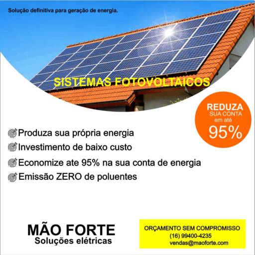 Comprar o produto de Sistemas Fotovoltaicos em Energia Solar pela empresa Mão Forte Soluções Elétricas em Jaboticabal, SP por Solutudo