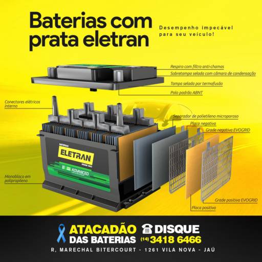 Comprar o produto de Baterias com prata Eletran em Baterias pela empresa Baterias Jaú em Jaú, SP por Solutudo