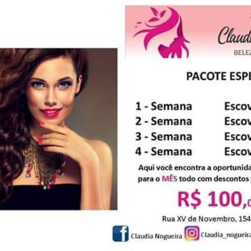 Pacote Escova + Hidratação por Claudia Nogueira Beleza e Bem-Estar