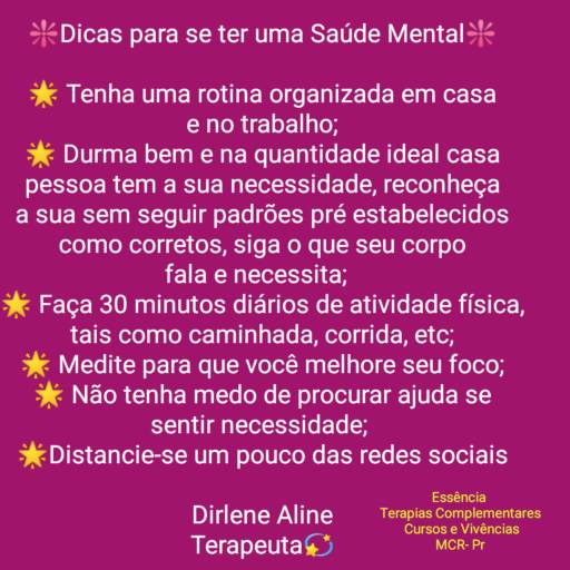 Comprar o produto de Dicas de saúde mental! em Terapias pela empresa Essência Terapias em Marechal Cândido Rondon, PR por Solutudo