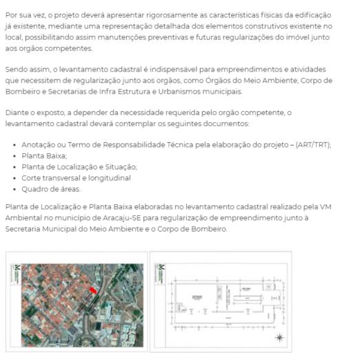 Comprar o produto de Levantamento cadastral em Consultoria pela empresa VM Licenciamento Ambiental em Aracaju, SE por Solutudo