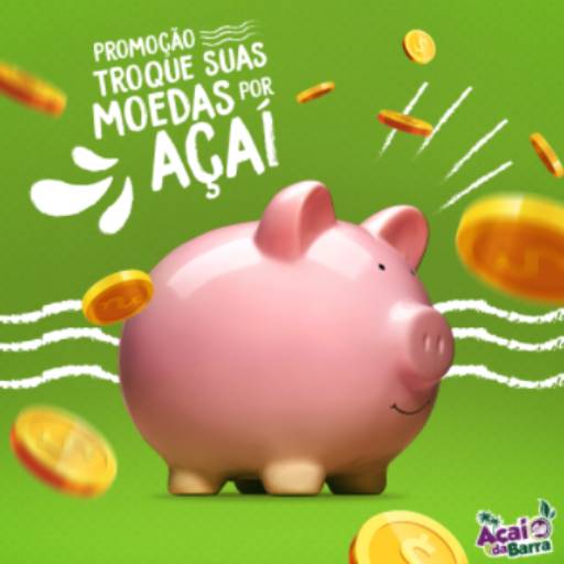A cada R$ 100 em moedas = 500 gramas de Açai ou Sorvete por Açaí Da Barra - Itatinga