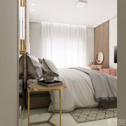 Suite Amadeirada e Rosa por Natália Clinio Arquitetura e Interiores