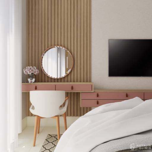 Suite Amadeirada e Rosa por Natália Clinio Arquitetura e Interiores