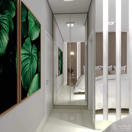 Suite Amadeirado e Verde Menta por Natália Clinio Arquitetura e Interiores