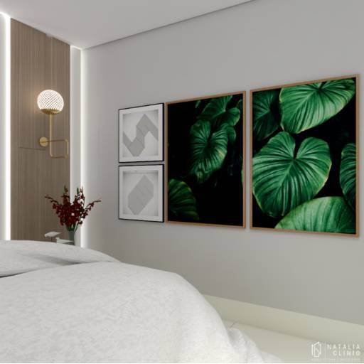 Suite Amadeirado e Verde Menta por Natália Clinio Arquitetura e Interiores