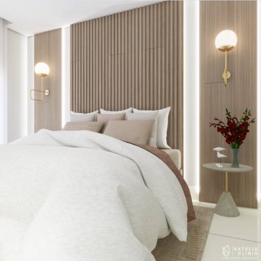 Suite Amadeirado e Verde Menta por Natália Clinio Arquitetura e Interiores