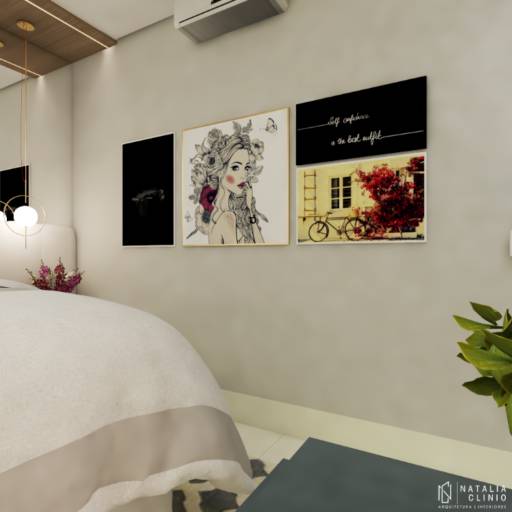 Suíte Amadeirado, Cinza e Azul por Natália Clinio Arquitetura e Interiores