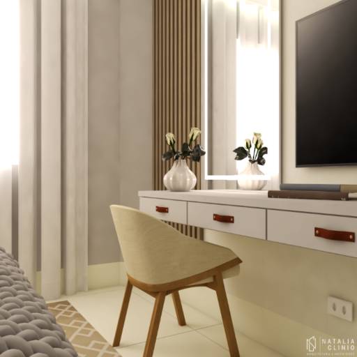 Suíte Amadeirado, Cinza e Preto por Natália Clinio Arquitetura e Interiores