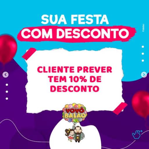 Comprar a oferta de Cliente Prever tem 10% de desconto em Tudo para Festas  pela empresa Vovô Balão em Botucatu, SP por Solutudo