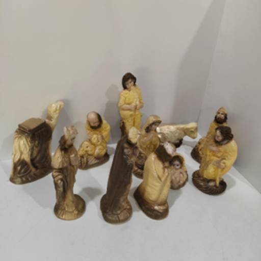 Presépio De Natal 15pçs Gesso C/pó Mármore Pintura Óleo 15cm por A Feira de Aparecida Online