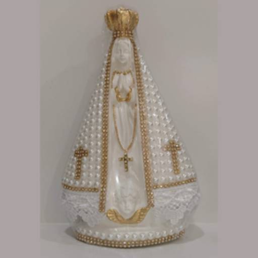 Nossa Senhora Aparecida Gesso Manto Pérola de 25cm por A Feira de Aparecida Online