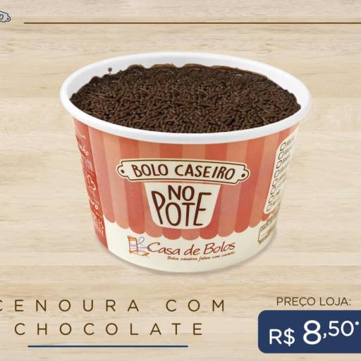 Bolo Caseiro no Pote de Cenoura com Chocolate