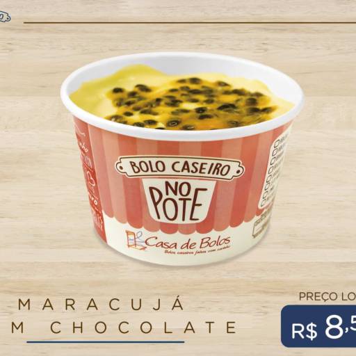 Bolo Caseiro no Pote de Maracujá com Chocolate