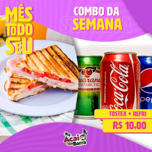 Combo da semana: Tostex + Refri R$10,00 (Retirada na loja) por Açaí da Barra - Jacareí