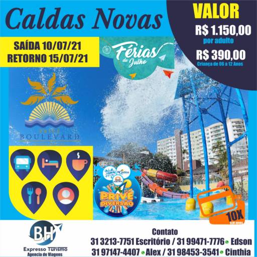 Pacotes de Viagens para Caldas Novas por BH Expresso Turismo Agência de Viagens
