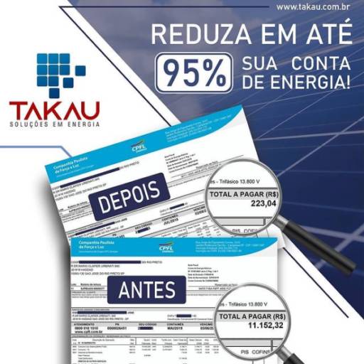 Reduza em até 95% sua conta de energia! por Takau Soluções em Energia
