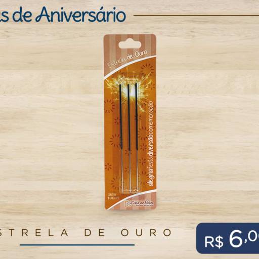 Vela Estrela de Ouro por Casa de Bolos Passo Fundo