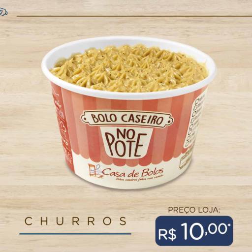 Bolo Caseiro no Pote de Churros por Casa de Bolos Passo Fundo