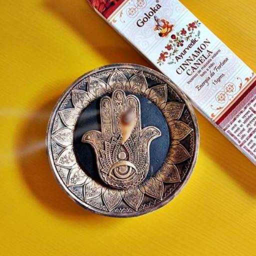 Incensário Hamsá Dourado - Eu Esotérico 