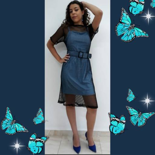 Vestido Sobreposição em Tela
