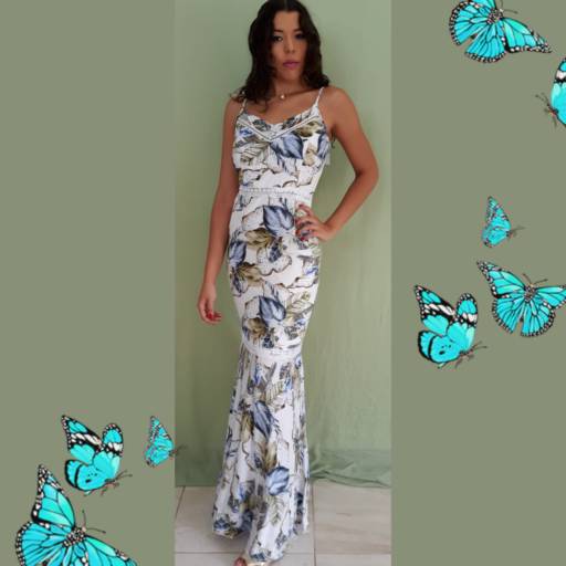 Vestido Viscose Estampado Sereia por Atelie Fabian Ferreira
