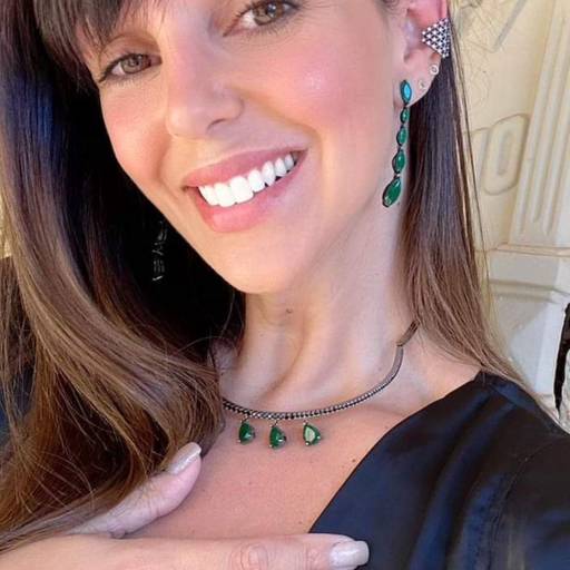 Conjunto de rodhium negro com zircônia esmeralda por Laís Faganello SemiJóias