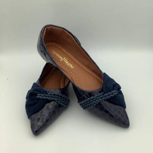 Sapatilha croco bico fino Azul por Geovana Freitas Calçados