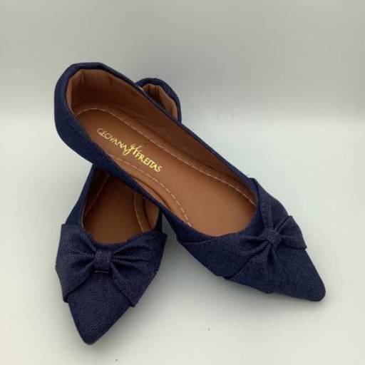 Sapatilha laço bico fino Jeans por Geovana Freitas Calçados